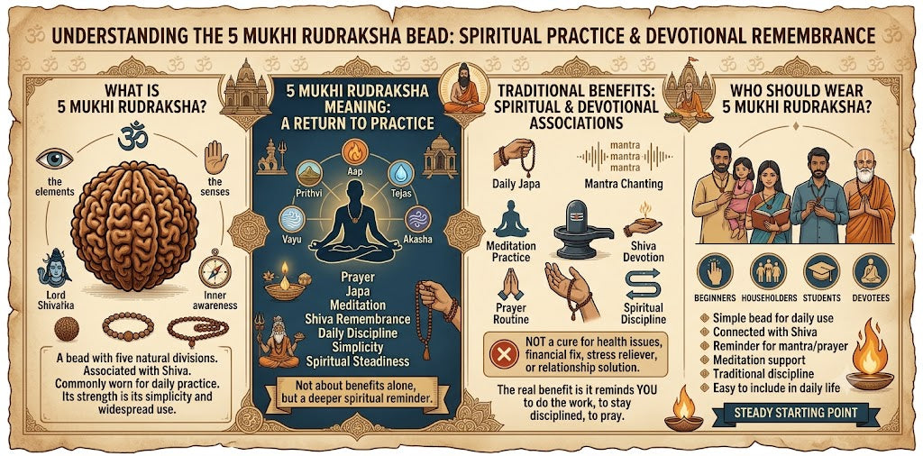 5 Mukhi Rudraksha Benefits, Meaning & How to Wear