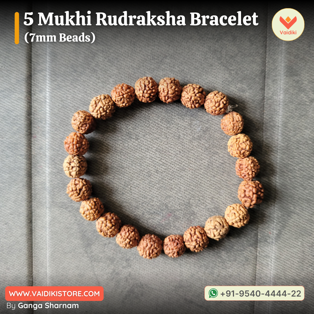 5 Mukhi Rudraksha Bracelet (7mm Beads) - For Holistic Well Being