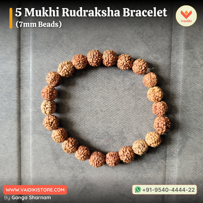 5 Mukhi Rudraksha Bracelet (7mm Beads) - For Holistic Well Being