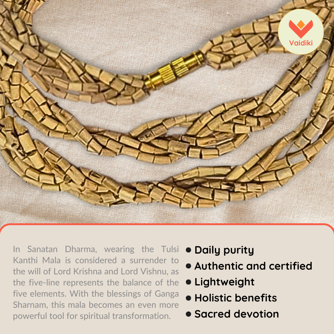 Certified Original Premium 5-Line Tulsi Kanthi Mala (Small Beads) For Spiritual Protection with Certificate of Authenticity