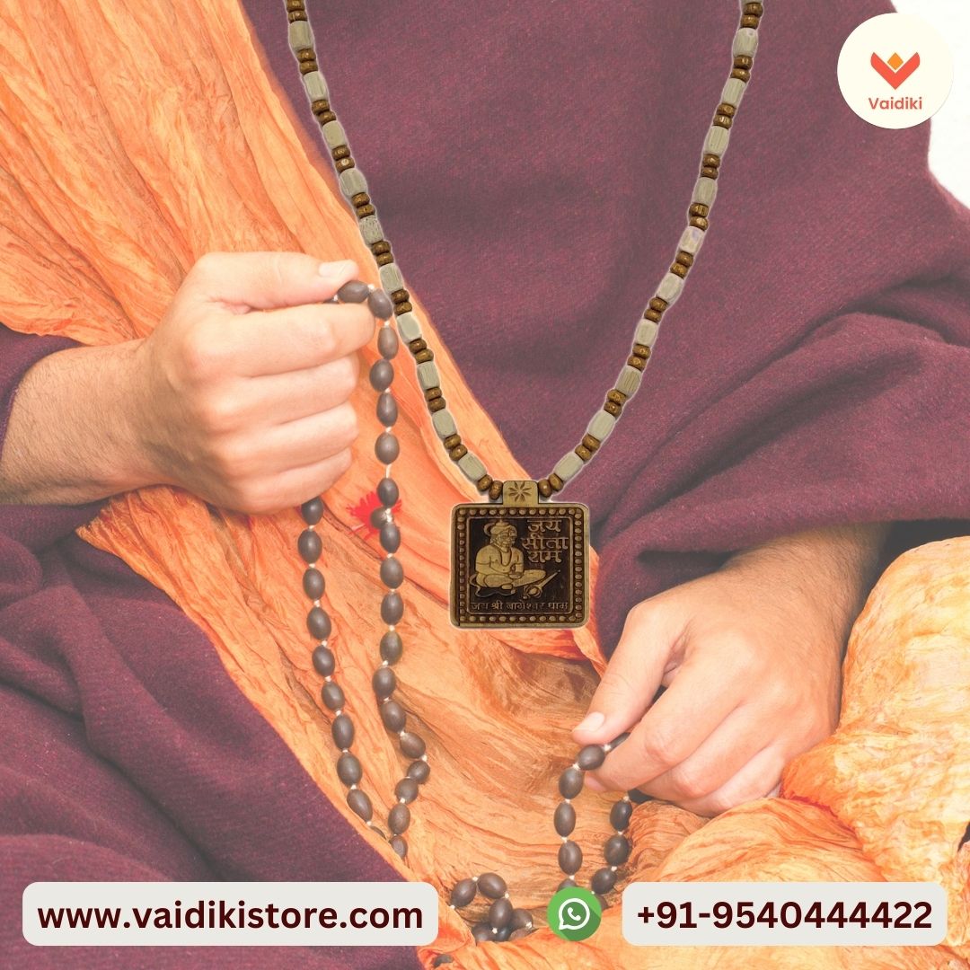 Certified Original Shree Bageshwar Balaji Dham Sita Ram Mala with Handmade Hanuman Ji Locket with Certificate of Authenticity