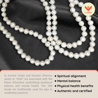 Certified Original Genuine Moti Mala – 108 Beads, 5 mm Size To Elevate Spiritual Journey with Certificate of Authenticity